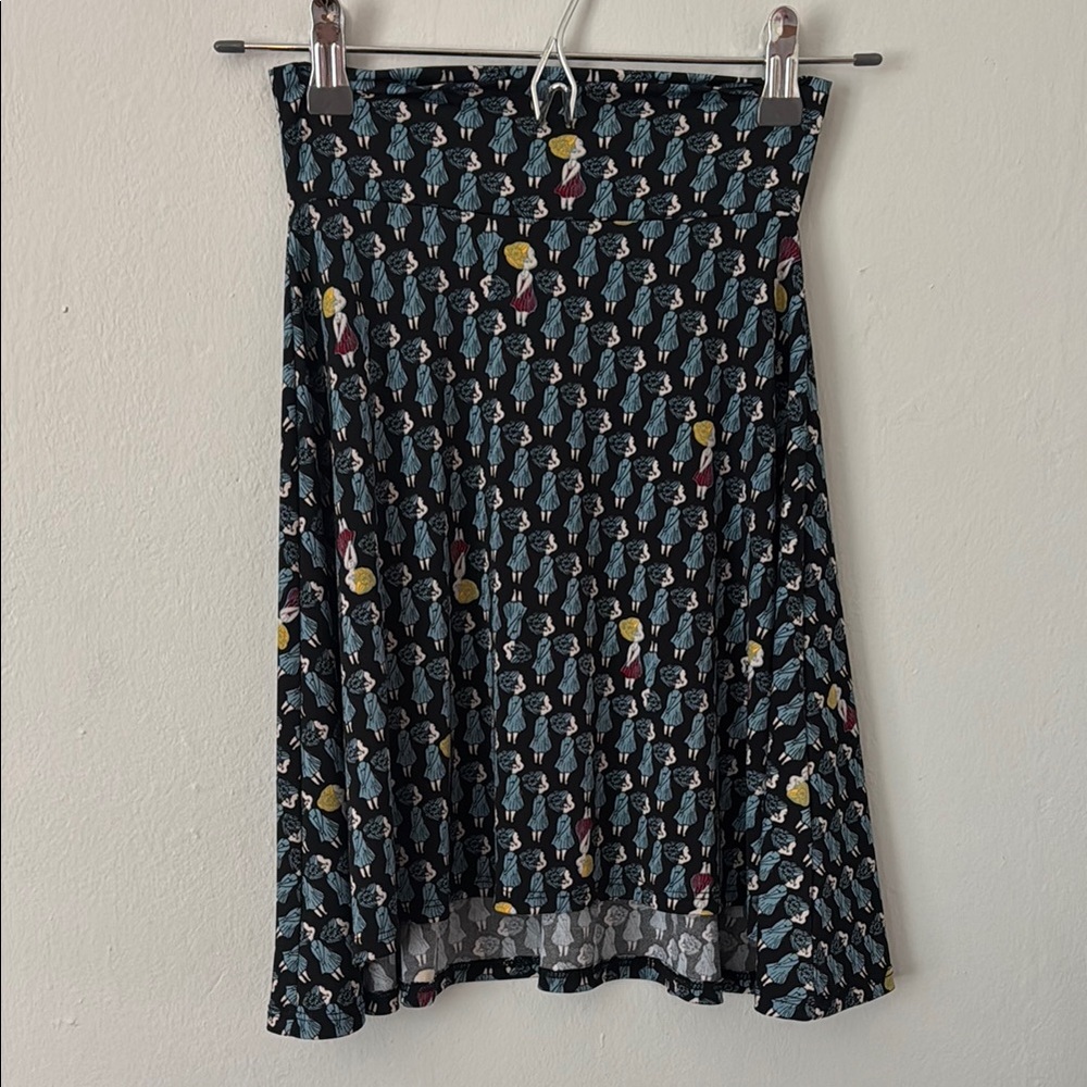 LuLaRoe Blue and Black Smocked A-Line Skirt
